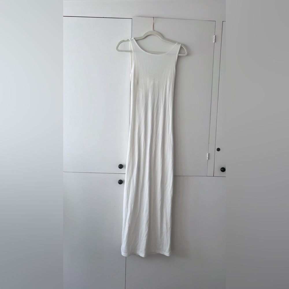 LSPACE White Cutout Midi Dress M Ribbed Bodycon Sleeveless Summer Resort - Picture 5 of 8